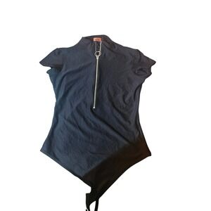 ALIX NYC Black Mock Neck Zipper Bodysuit Women's Size Small